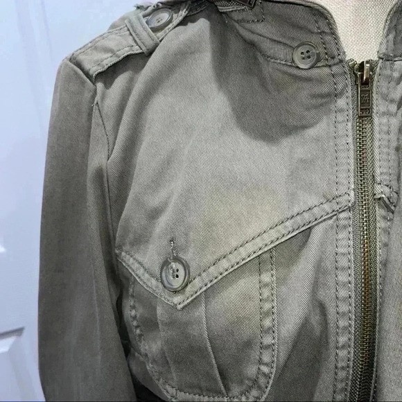 I HEART RONSON Military style utility jacket NWOT tie waist hooded olive - Picture 11 of 16